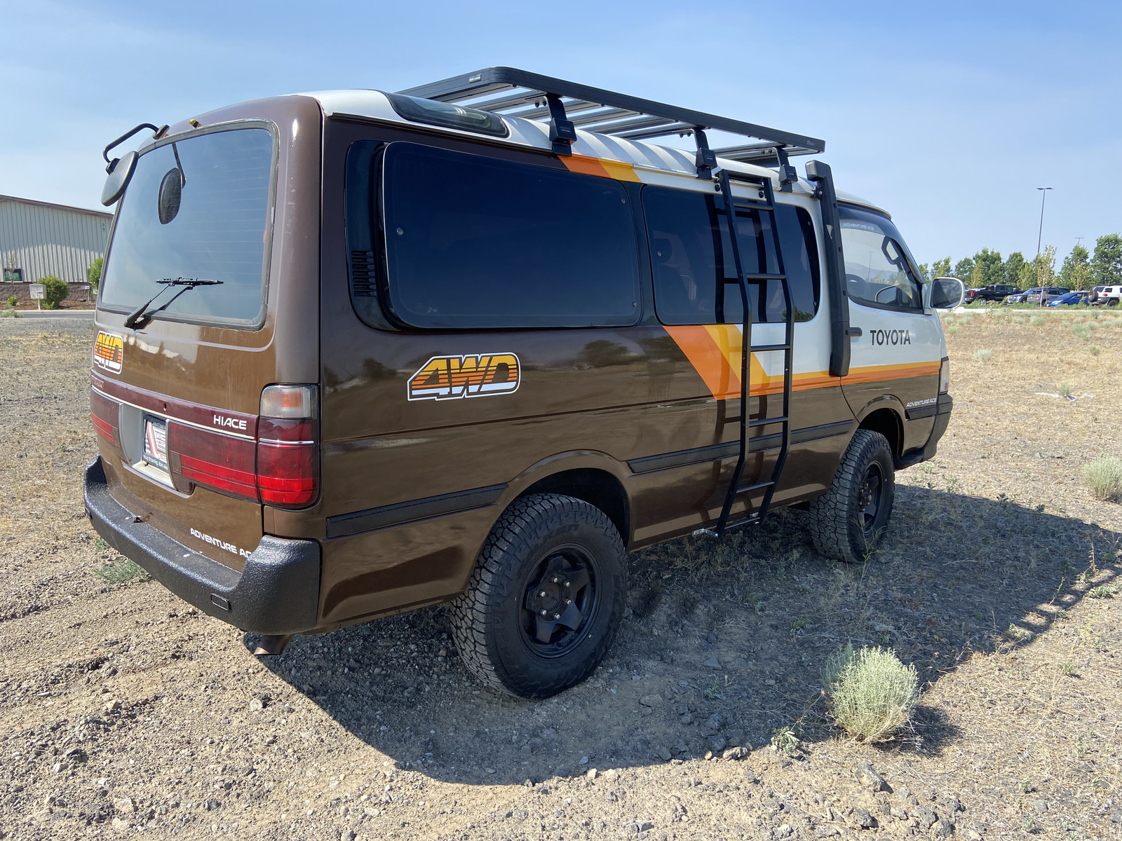Brown Adventure Ace van, rear view