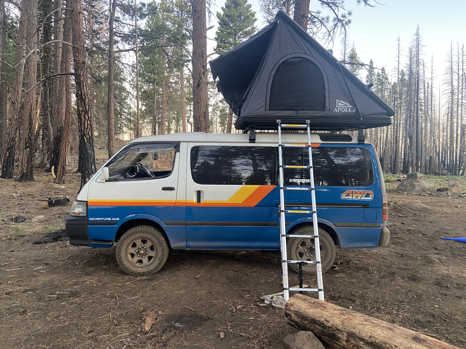 Adventure Ace van with rooftop tent in the forest